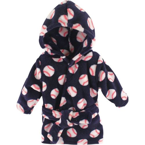 Luvable Friends Unisex Baby Plush Bathrobe, Baseball, 0-9M