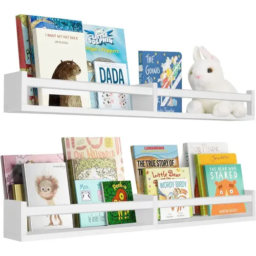 Nursery Book Shelves 32 Inches White Set of 2,Floating Wall Bookshelves for Kids,Nursery Shelves for Bookshelf Wall,Kids Bookshelf(Set of 2 White)