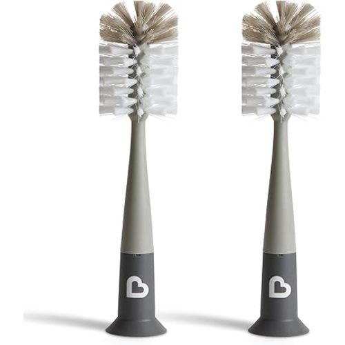 Munchkin® Bristle™ Bottle Brush, Modern Design, 2 Pack, Grey