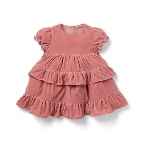Newborn Antique Rose The Velvet Tiered Baby Dress by Janie and Jack