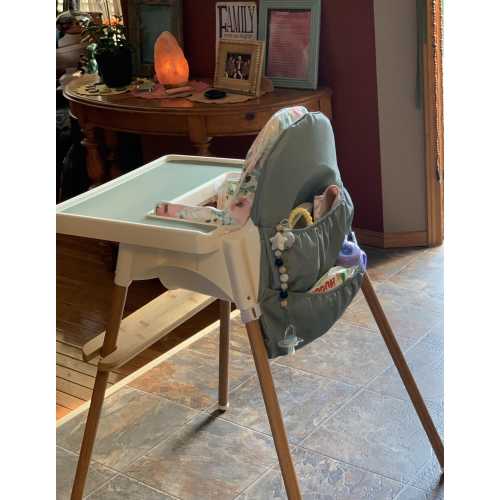 Handy Organizer for IKEA High Chair, Antilop Highchair Wipeable Pocket Pouch with 3 Compartments, Mealtime Essentials Organizer