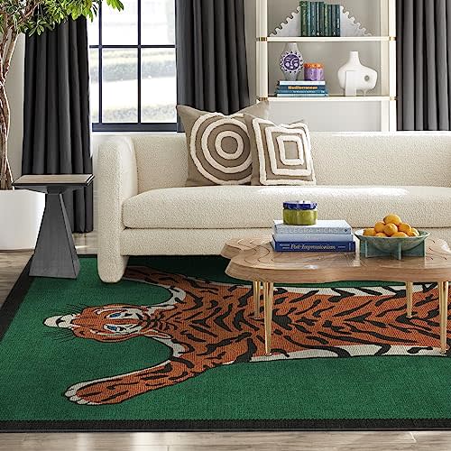 Ruggable x Jonathan Adler Washable 6x9 Area Rug, Tiger Emerald, Premium Modern Rugs for Living Room, Bedroom, Kitchen, Office, Classroom with Gripper Non Slip Pad