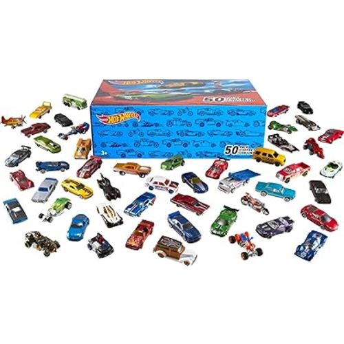 Hot Wheels Toy Trucks & Cars, 50-Pack, Set of 50 1:64 Scale Individually Packaged Vehicles, Instant Collection (Styles May Vary) (Amazon Exclusive)