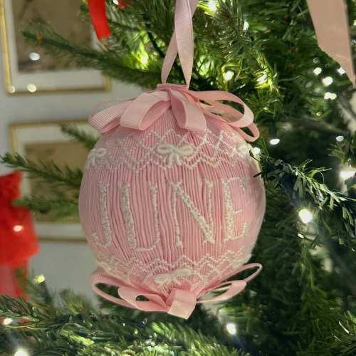 Pink Name Smocked Ornament