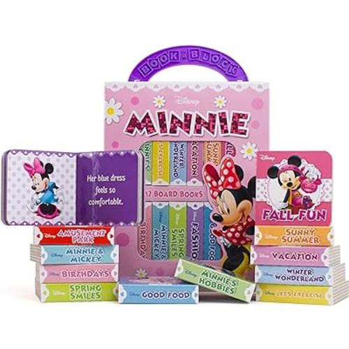 Disney Minnie Mouse - My First Library Board Book Block 12-Book Set - Great for Teaching First Words - PI Kids