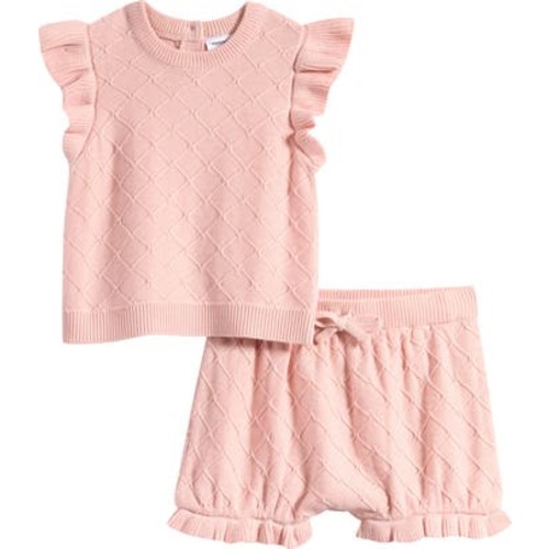 Flutter Sleeve Sweater & Bubble Shorts Set, 12M