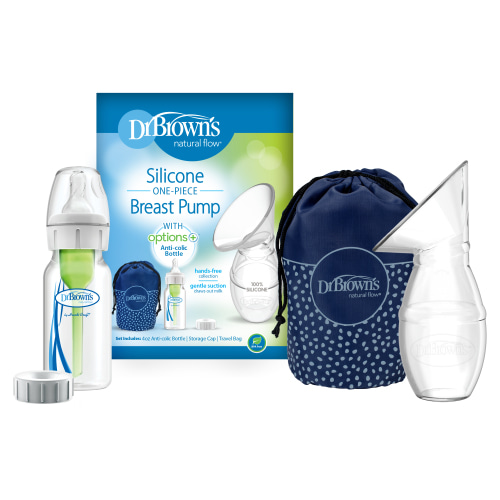 Dr. Brown's Silicone Breast Pump Breast Milk Catcher with Options+ Anti-Colic Baby Bottle & Travel Bag