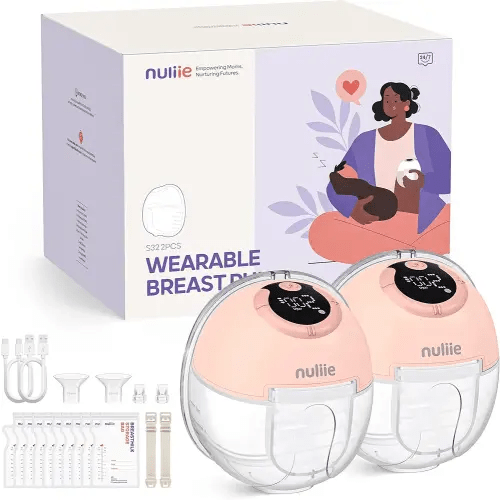 Nuliie Hands-Free Breast Pump, Wearable Breastfeeding Pump 4 Modes 9 Levels with 18/21/24MM Flange, Electric Breast Pump Portable, Replaced Pumping Accessories Included (2 Packs, Pink)