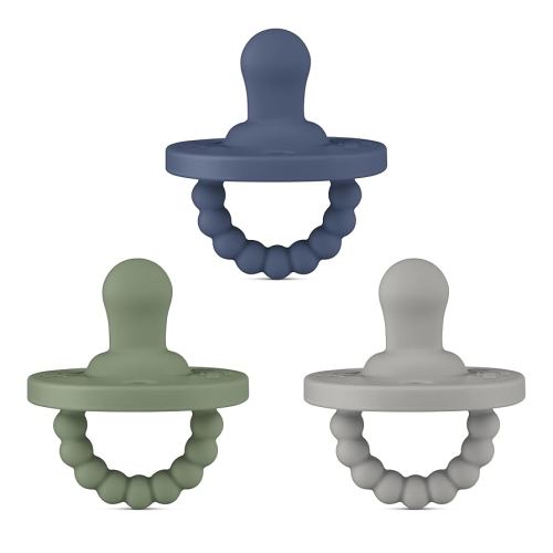 Ryan & Rose Cutie PAT All-in-One Pacifier and Teether Massaging Teething Ring and Hideaway Binky for Growing Babies (Prep (3 Pack), Flat)