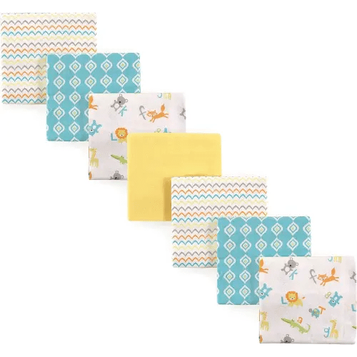 Luvable Friends Unisex Baby Cotton Flannel Receiving Blankets, Abc 7-Pack, One Size