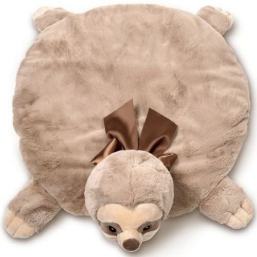 Bearington Baby Lil' Speedster Sloth Tummy Time Mat, 30x30in Baby Playmat, Soft Plush Animal Blanket, Sloth Baby Decor