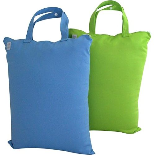 MOM & BAB Wet Bags for Baby Cloth Diapers, Swimsuits and Towels, Travel, Diaper Bag, Wet Dry Bag for Breast Pump Parts, Gym, Yoga | Water & Odor Resistant (Blue&Green)