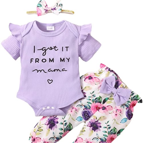 OLLUISNEO Newborn Baby Girl Clothes Infant Outfits Short Sleeve Romper Leopard Pant Set Summer Baby Girl Clothes