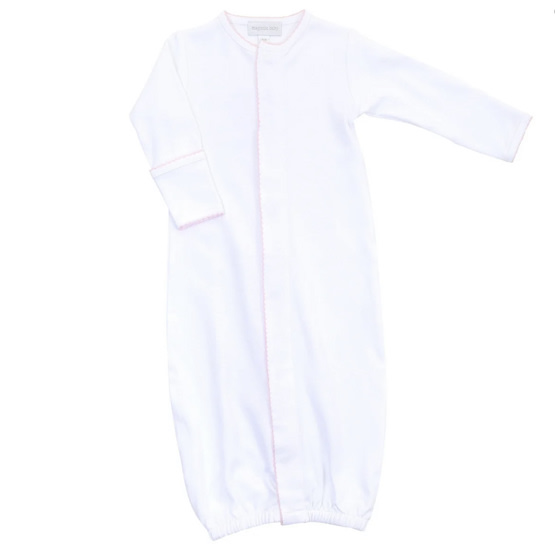 Baby Girl White Converter with Pink Trim - Peruvian Pima Cotton Essentials – Magnolia Baby