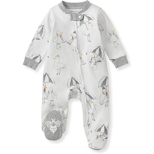 Burt's Bees Baby Baby Girls Pajamas, Zip Front Non-Slip Footed Sleeper Pjs, 100% Organic Cotton