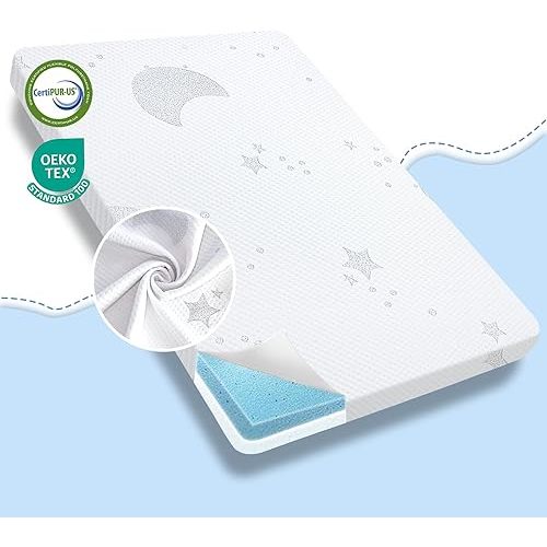 Pack and Play Mattress, 38 X 26in Pack N Play Mattresses Pad with Breathable Jacquard Cover, Portable Dual Sided Soft & Firm Memory Foam Baby Toddler Mattress for Pack n Play