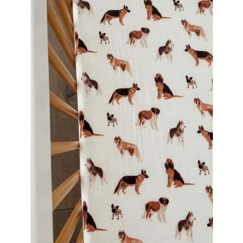 Muslin Crib Sheet, Big Dogs