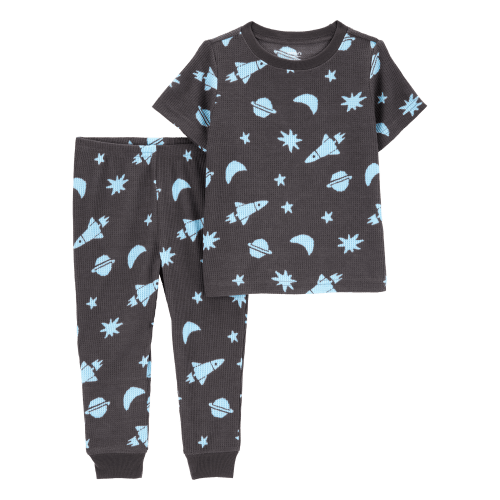 Toddler Boy Space Print Loose Fit Waffle Knit 2-Piece Pajamas - Navy - Carter's | Carter's