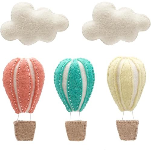 GLACIART ONE Hot Air Balloon & Cloud Decoration | Hanging Wall Decor, Bedroom Wall Banners, Room Accessories or Ceiling Mobile | Use for Garland or Crib | Great Gift Idea