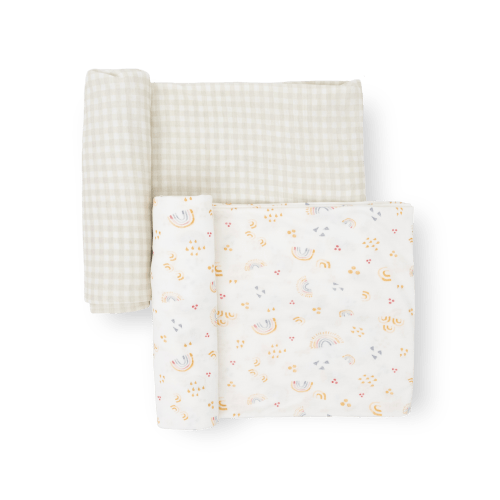 Stretch Knit Swaddle Blanket 2 Pack - Rainbows