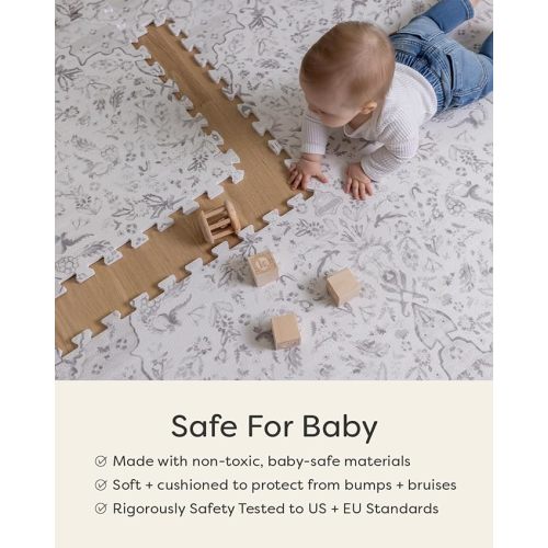 Baby Play Mat – 4x6 Laurel Emile – Set of 6 Tiles – Cushioned EVA Foam Play Mat for Floor, Soft Interlocking Baby Crawling Mats for Hard Floors