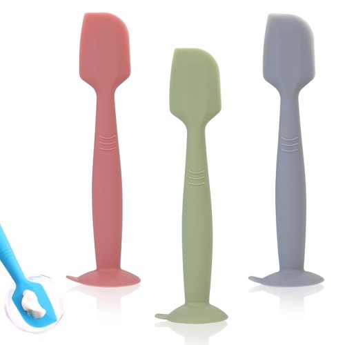 Baby Diaper Cream Spatula Applicator 3 Pack Butt Paste Spatula Soft Silicone,Diaper Rash Cream Applicator, Baby Essentials Must Haves Newborn Stuff (Red Green Grey)