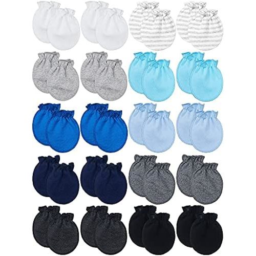 20 Pairs Newborn Baby Boys Mittens 0-6 Months