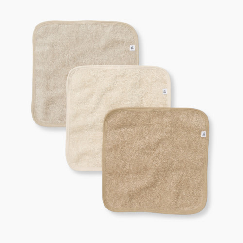 Burt's Bees Baby Organic Cotton Woven Terry Solid Washcloths (3 Pack) - Oat Solid