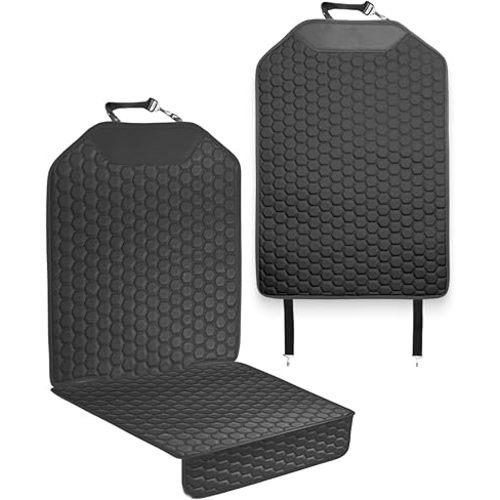 Set Car Seat Protector & Seat Back Protector Black One - Kick Mat Back Seat Protector Black - Waterproof & Non-Slip Car Seat Protector