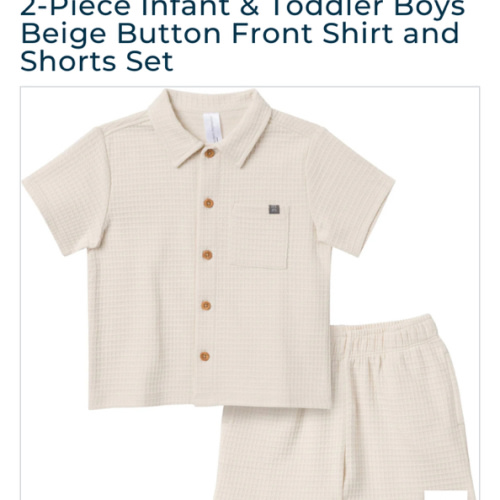 2-Piece Infant Toddler Boys Beige Button Front Shirt and Shorts Set – Gerber Childrenswear