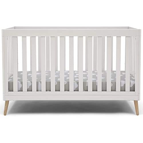 Delta Children Essex 4-in-1 Convertible Baby Crib, Bianca White with Natural Legs