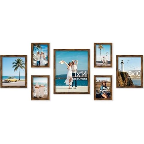 decorUhome 7 Pack Assorted Picture Frame Set for Wall & Tabletop