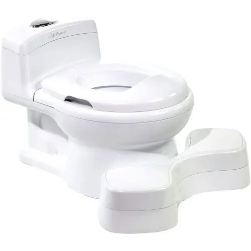 The First Years Super Pooper Potty Training Toilet Plus Potty Seat with Foot Rest — White — 2-in-1 Toddler Toilet Seat and Potty Chair