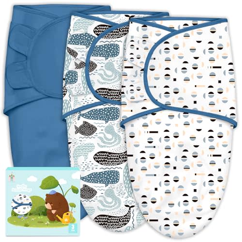 Cute Castle 3-Pack Baby Swaddle Sleep Sacks - Newborn Swaddle Sack - Ergonomic Baby Swaddles Blanket Warp for Boys and Girls - Baby Essentials (0-3 Months - Blue)