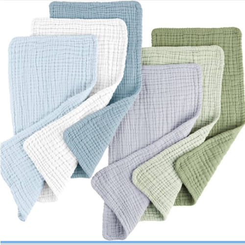 Konssy Muslin Baby Burp Cloths 6 Pack, Soft Absorbent 100% Cotton Burping Clothes for Newborns, Baby Boys and Girls, Unisex