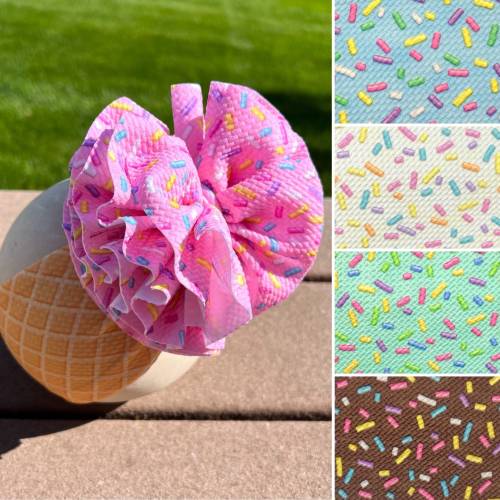 Ice Cream Sprinkled Bow - Shredded Bow - Ice Cream Baby Bow - Ice Cream Headwrap - Messy Bow - XL Bow - Clip - Headband