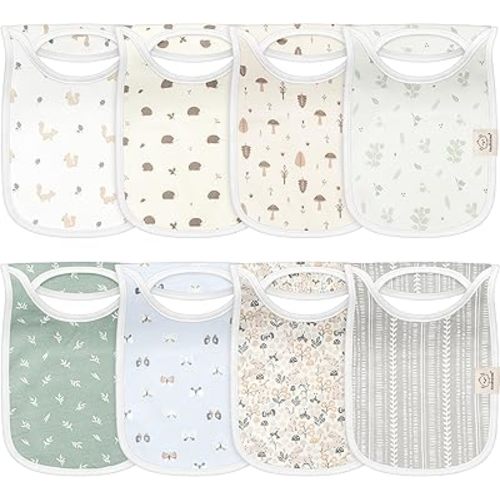 8-Pack Baby Bibs for Boys, Girls - Pullover Bibs for Drooling Teething Baby Girl & Boy Toddler, Newborn, Soft & Absorbent, Cute Colors, Large Torso Coverage Keep Infant Clean & Dry (Prairie)