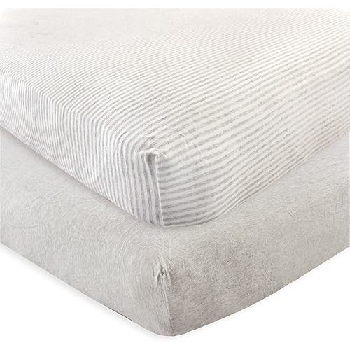 Touched by Nature Unisex Baby and Toddler Organic Cotton Crib Sheet, Heather Gray, One Size