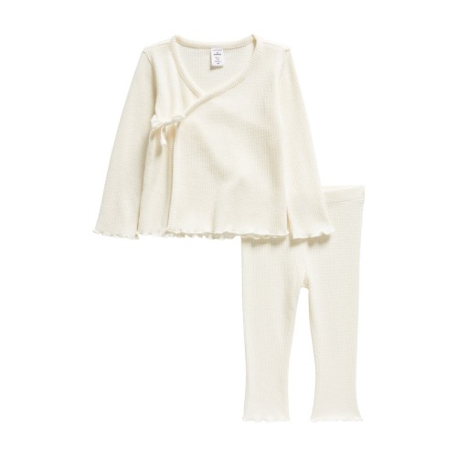 Waffle Knit Cotton Top & Pants Set