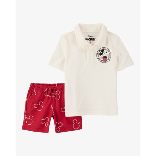 Baby 2-Piece Mickey Mouse Polo Shirt & Short Set - Red/Heather - Carter's | Carter's