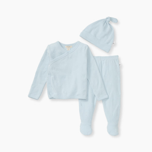 Burt's Bees Baby Organic Cotton Raised Terry Bee Take Me Home Set - Blue Bee, Newborn
