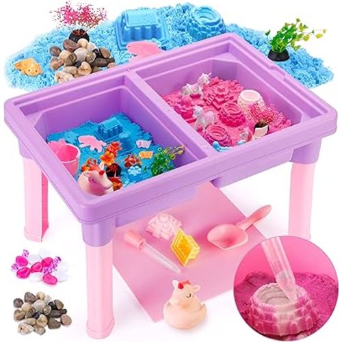 Unicorn & Axolotl 2 in 1 Sand and Water Table, Sensory Table With sand