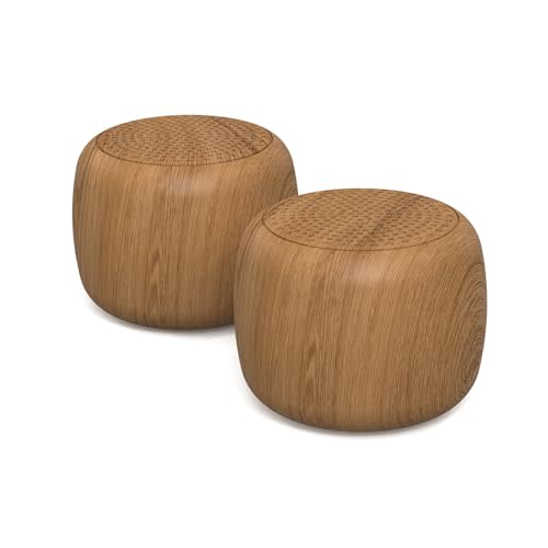 Babelio White Noise Sound Machine for Adults Kids Baby, Mini, 15 Non-looping Sounds, Timer, Memory Function, Easy to Pocket and Travel Wood 2 Pack