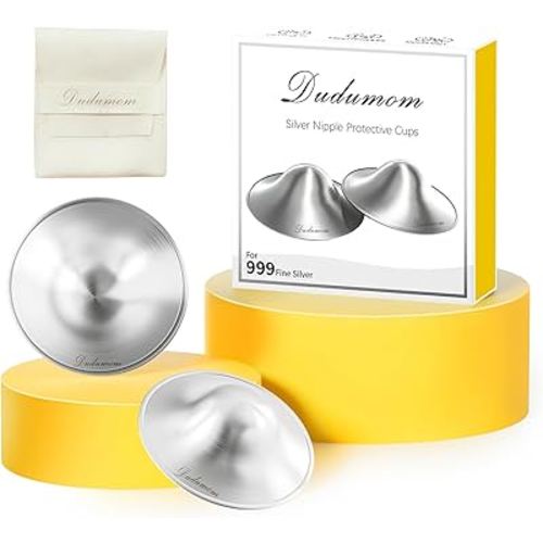 Silver Nursing Cups Nipple Shields for Breastfeeding Newborn - Original Metal Nipple Cover for Breastfeeding Essential - 999 Silver Regular
