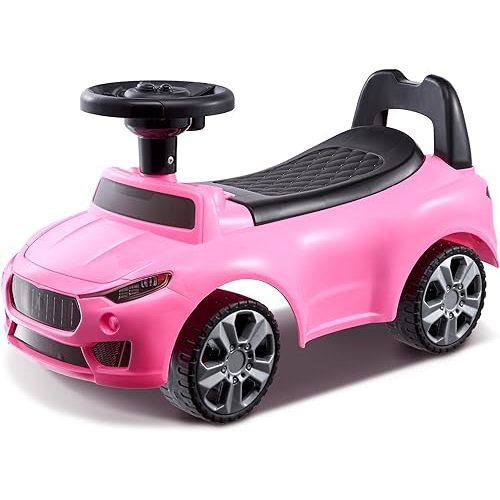 VEVOR Ride On Push Car for Toddlers, Ages 19+ Months, Ride Racer, Sit to Stand Toddler Ride On Toy, Kids Ride On Car with Music Steering, Horn & Under Seat Storage, Ride On Toy for Boys Girls, Pink