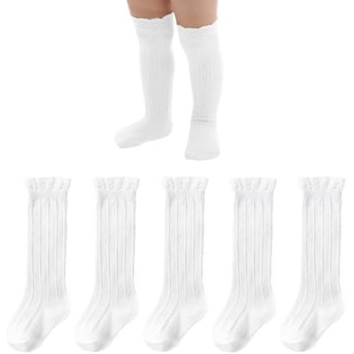 American Trends Baby Knee High Socks - Girls & Boys Newborn to Toddlers - Ruffled Tube Socks