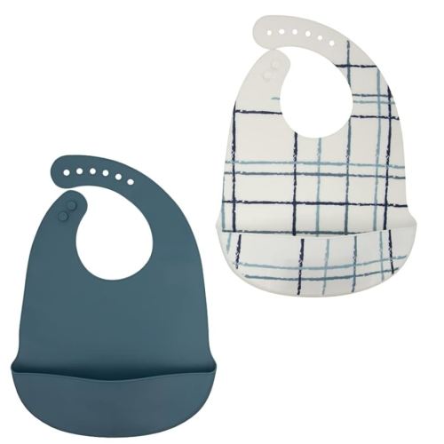 Lila & Jack 2 PK Silicone Bibs for Babies & Toddlers, BPA Free Waterproof Soft Durable Adjustable Silicone Bibs