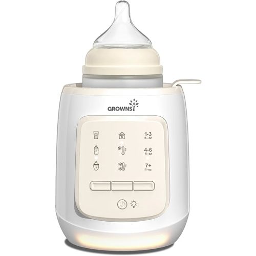 GROWNSY Bottle Warmer, 9-in-1 Water Bath Nutri Baby Bottle Warmer, Fast & Easy Milk Warmer for Breastmilk& Formula, Warms Baby Milk to Body Temp and Maintain Nutrients - Beige