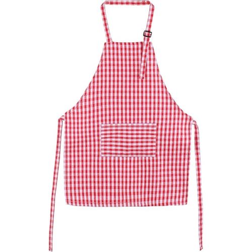 Jennice House Kids Aprons, Children's Artists Aprons Pure Cotton Gingham Aprons with Pocket and Adjustable Neck Strap, Painting Apron, Baby Chef Apron Party Aprons (Blue, S)