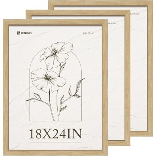 18x24 Poster Frame, Oak Wood, 3 Pack, Gallery Wall Hanging